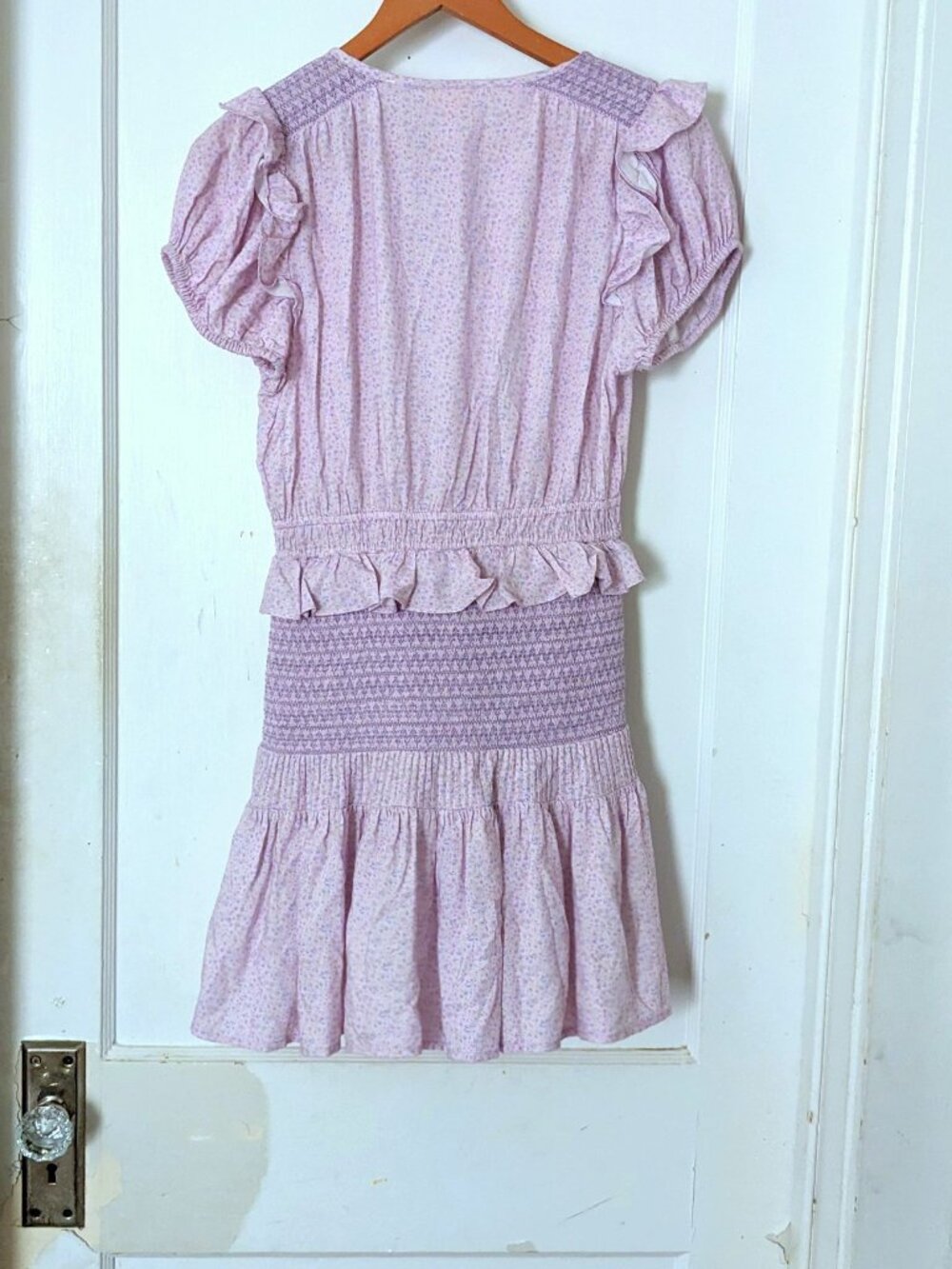 LoveShackFancy Toto Mini Dress Lavender Floral Smocked Size S - Picture 7 of 10